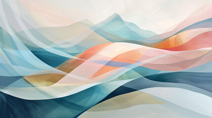  Nature themed soft color geometric abstract