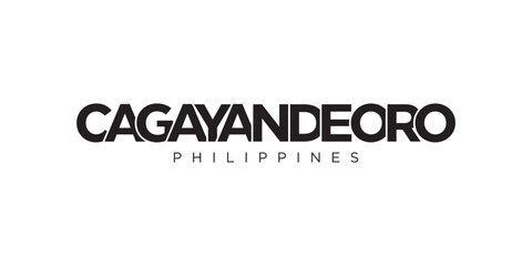 Cagayan de Oro in the Philippines emblem. The design features a geometric style, vector illustration with bold typography in a modern font. The graphic slogan lettering.