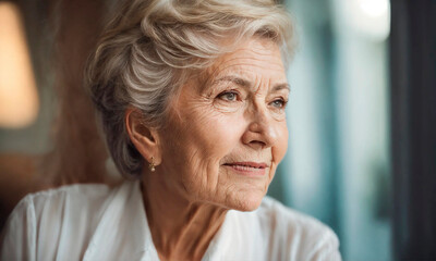 portrait of a beautiful elderly woman. Selective focus.