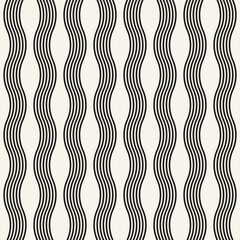 Vector seamless pattern. Repeating geometric elements. Stylish monochrome background design. - 750522142