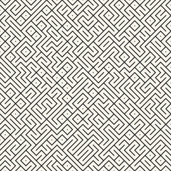 Vector seamless pattern. Repeating geometric elements. Stylish monochrome background design. - 750522591