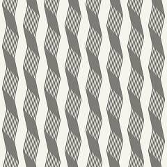 Vector seamless pattern. Repeating geometric elements. Stylish monochrome background design. - 750522710