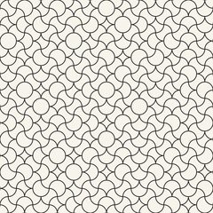 Vector seamless pattern. Repeating geometric elements. Stylish monochrome background design. - 750522922