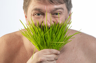 person with grass