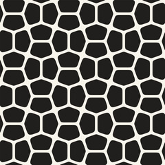 Vector seamless pattern. Repeating geometric elements. Stylish monochrome background design. - 750523162
