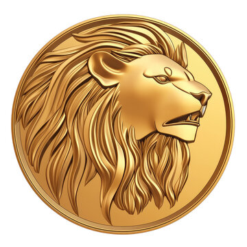 An illustration of a gold coin featuring the Nemean lion