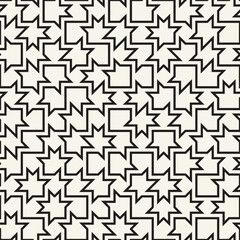 Vector seamless pattern. Repeating geometric elements. Stylish monochrome background design. - 750523546