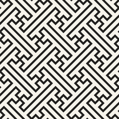 Vector seamless pattern. Repeating geometric elements. Stylish monochrome background design. - 750524100