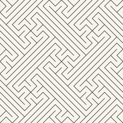 Vector seamless pattern. Repeating geometric elements. Stylish monochrome background design. - 750524118