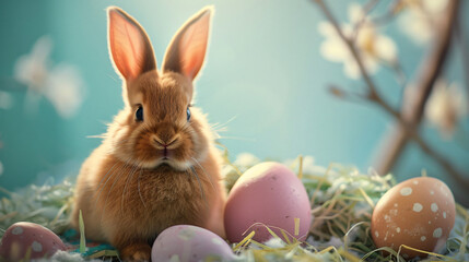 Fototapeta na wymiar Rendering of a cute easter bunny