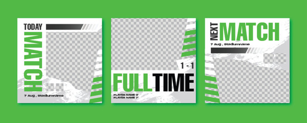 Sport social media post template , Football Match day , Full time , Next match