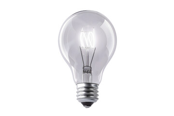 Clear Incandescent Light Bulb Turned On - Isolated on White  Transparent Background
