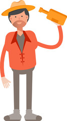 Farmer Character Drinking Beer
