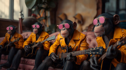 Fototapeta na wymiar 猿のロックバンド