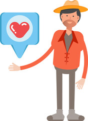 Farmer Character and Heart Message
