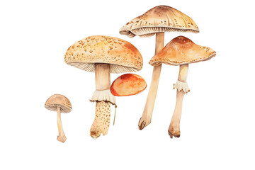 Assorted Fresh Wild Mushrooms Isolated on White Background
