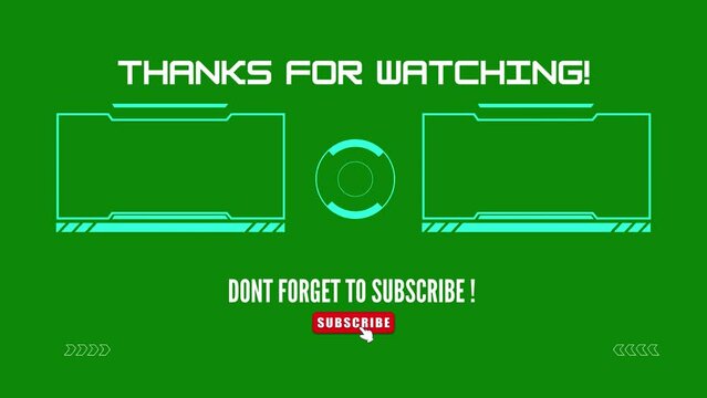 Thank you for watching animated text with green screen background. Suitable for video end screen/Video Outro