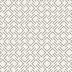 Vector seamless pattern. Repeating geometric elements. Stylish monochrome background design. - 750525507