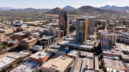 Tucson, Arizona, USA - May 28, 2022: Afternoon sun shines on the urban core of downtown Tucson.
