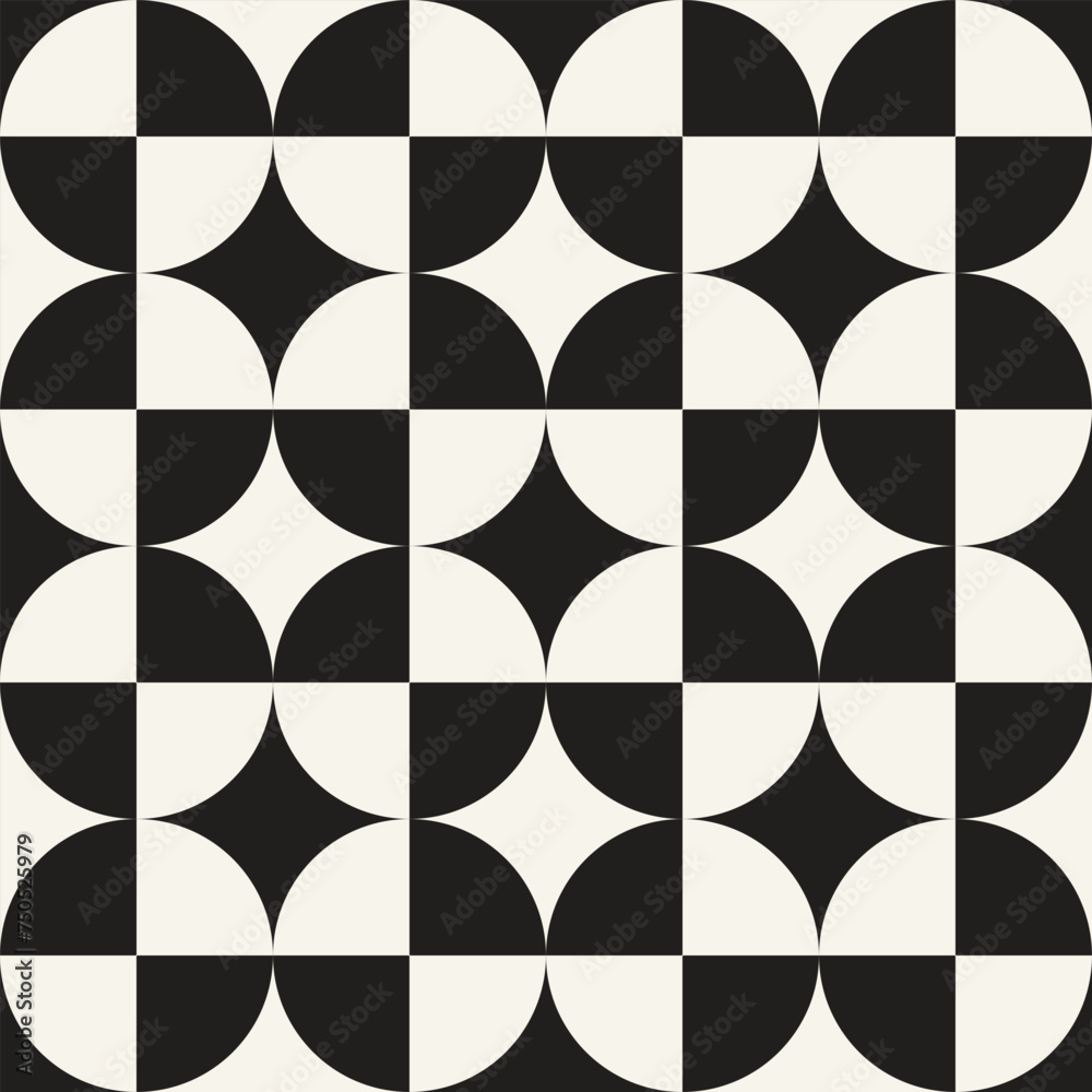 Wall mural vector seamless pattern. repeating geometric elements. stylish monochrome background design.