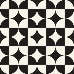 Vector seamless pattern. Repeating geometric elements. Stylish monochrome background design. - 750525979