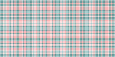 Dimensional textile background check, cool fabric tartan pattern. Shirt seamless vector texture plaid in light and teal colors.