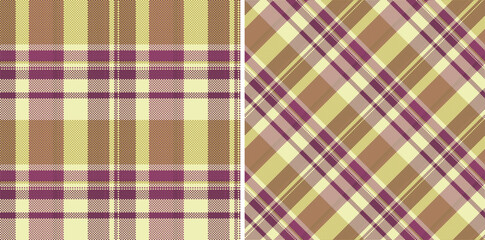 Check vector textile of plaid tartan fabric with a seamless texture background pattern. Set in retro colors. Style inspiration for women.