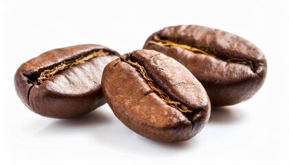 three coffee beans isolated on white background