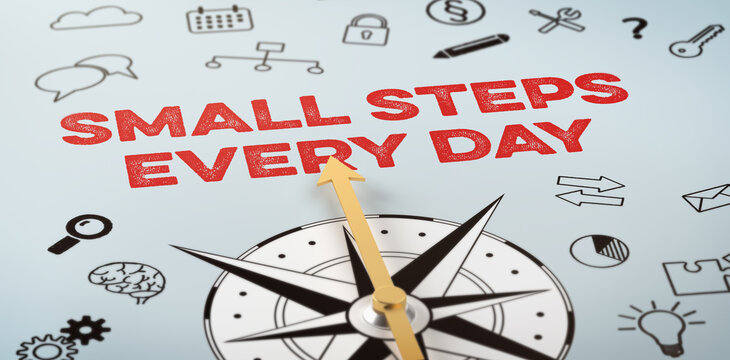  A compass with icons -  Small steps every day