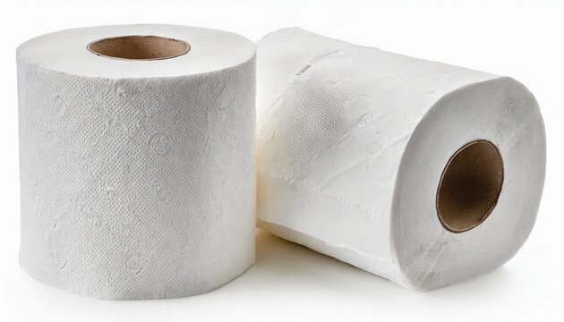 roll of toilet paper or tissue isolated on white background with full depth of field
