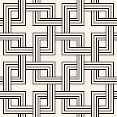Vector seamless pattern. Repeating geometric elements. Stylish monochrome background design. - 750527117