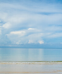 Landscape beautiful summer vertical horizon look view tropical shore open sea beach cloud clean  blue sky background calm nature ocean wave water nobody travel at Koh Muk Trang Thailand sun day time