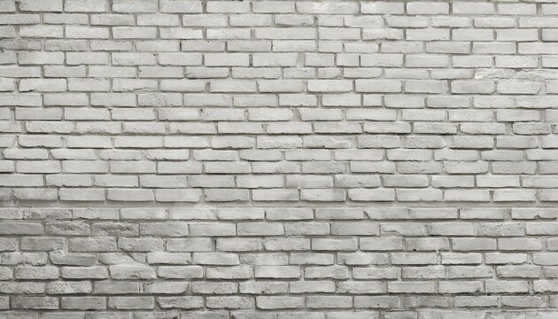 simple grungy white brick wall with light gray shades pattern surface texture background in wide panorama banner format