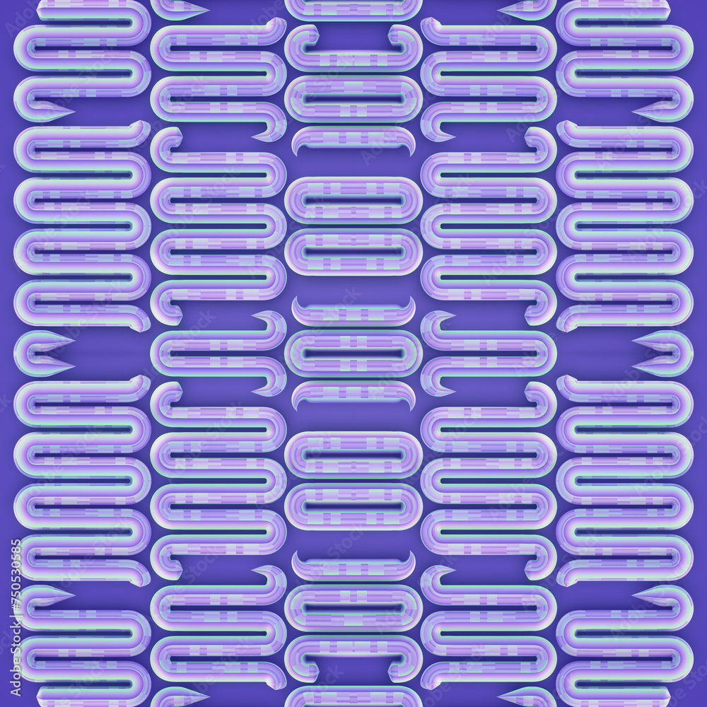 Fototapete 3d rendering digital illustration with a symmetrical pattern of a series of interconnected wavy line