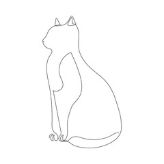 Cat sitting, one continuous line drawing. Simple minimalist abstract animal. Hand drawn silhouette of pet cat. Vector outline