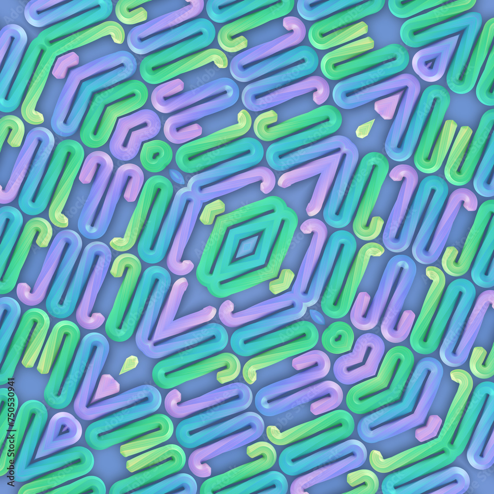 Poster 3d rendering digital illustration with a bright and colorful wave pattern