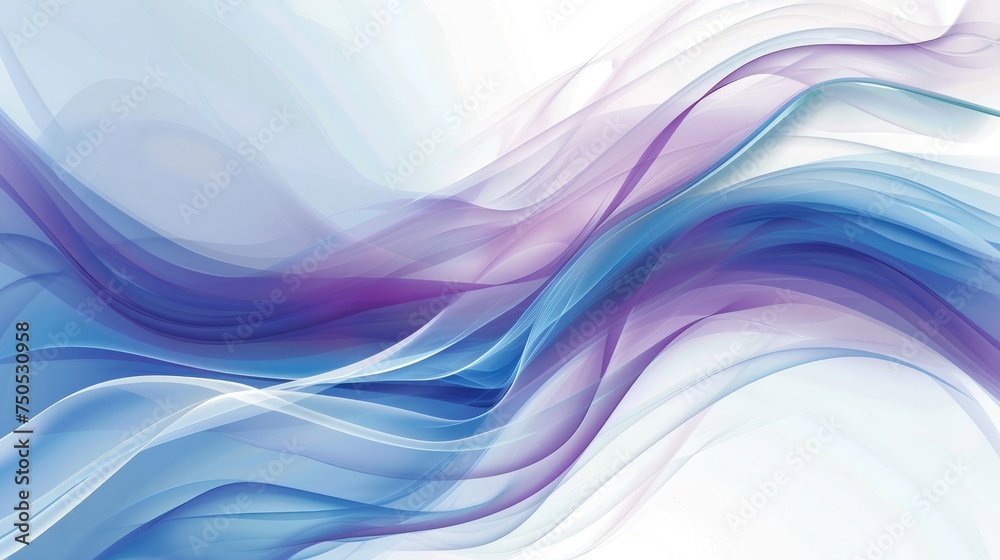 Wall mural colorful curved background, blue purple white wave, on white background. for textures and banners