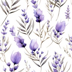 seamless pattern with levander blue flowers