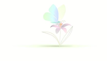 Springtime Serenity: Pastel Butterfly on a Flower