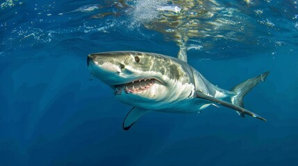 Obraz premium Great White Shark Swimming in the Ocean