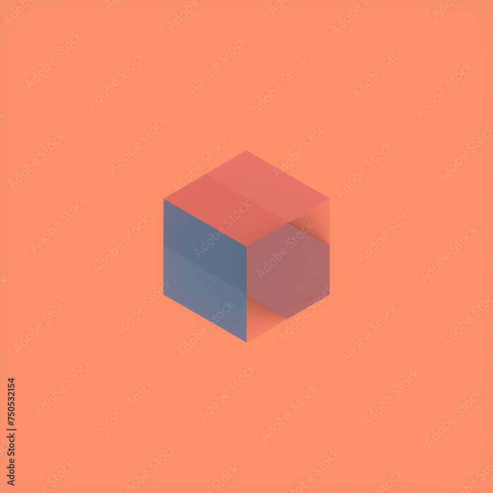 Poster 3d rendering digital illustration of volumetric figures on a peach background