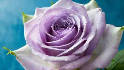 lilac rose on a blue background