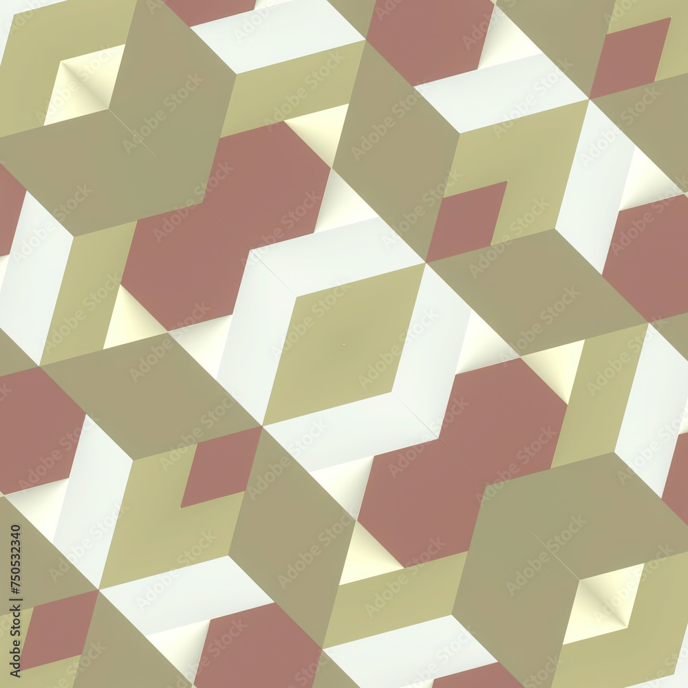 Aufkleber Kaleidoscopic symmetrical background of simple geometric shapes. 3d rendering digital illustration