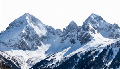 Fototapeta na wymiar snow covered mountains isolated on transparent background cutout