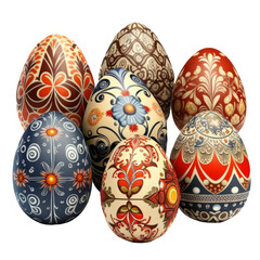 eggs. Ethnic and folk painting. Easter. Painting traditional Easter eggs Pysanka.  isolated on white