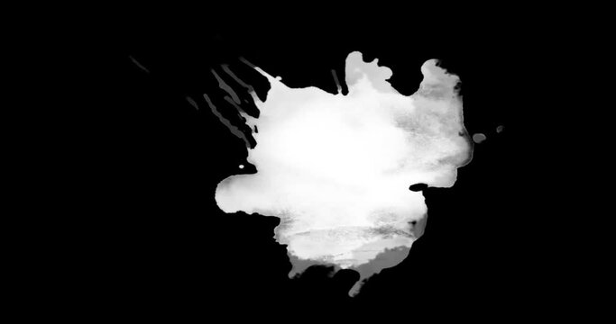 abstract paint brush stroke shape white ink splattering flowing and washing on chroma key green screen, ink splash effect with alpha channel