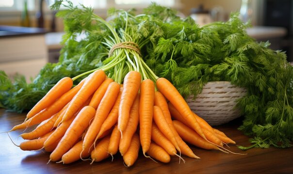 fresh carrots on table