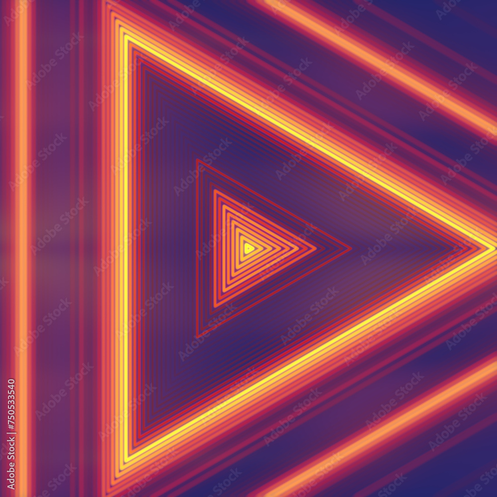 Aufkleber glowing strips of led light in the shape of a triangle. 3d rendering digital illustration