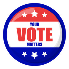 Election pin vector isolated. National campaign, vote for republicans or democrats, elections in USA. Democracy and patriotism. Your vote matters