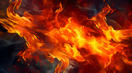 Fire flames on a black background. Close-up of fire.